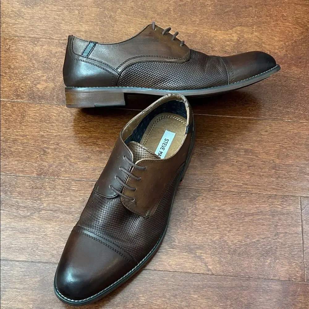 Steve Madden P. Dorian Dark Brown Men's Oxfords, Size 8.5